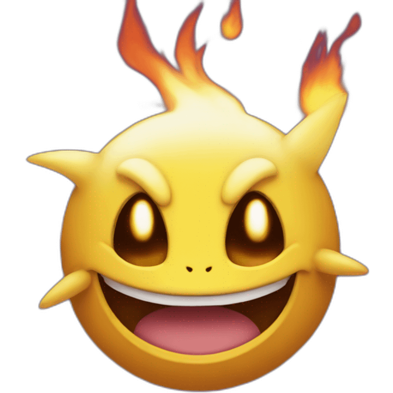 smiling pokemon surrounded by fire without eyes emoji