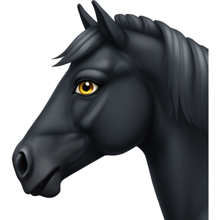 Evil black horse with white eyes emoji