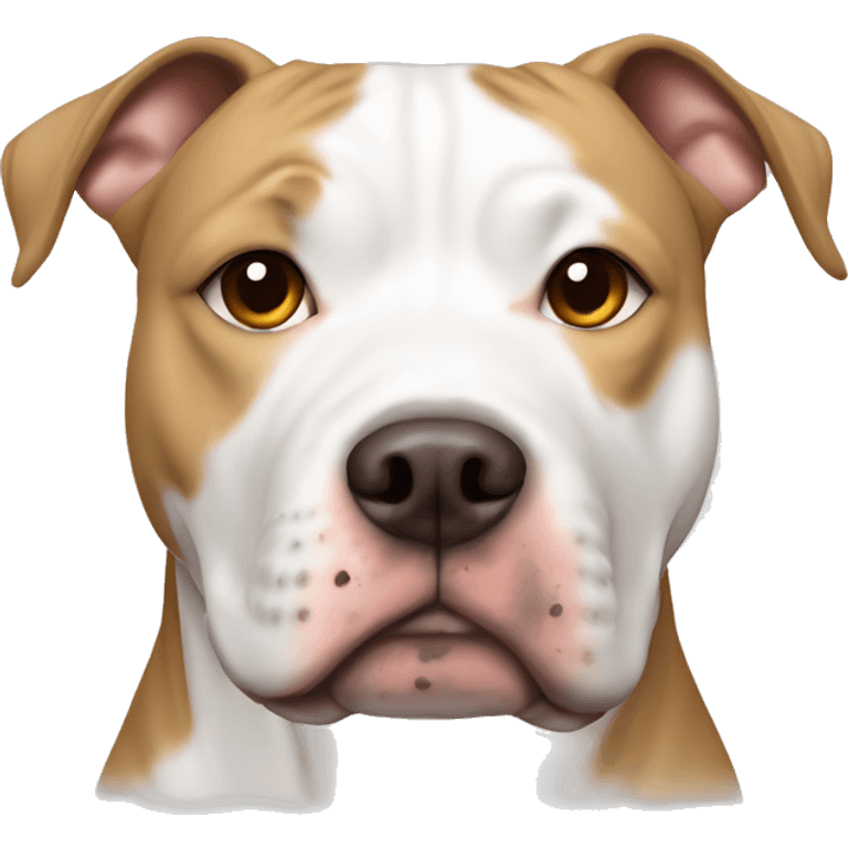 White American Staffordshire terrier with light brown patches by her ear  emoji