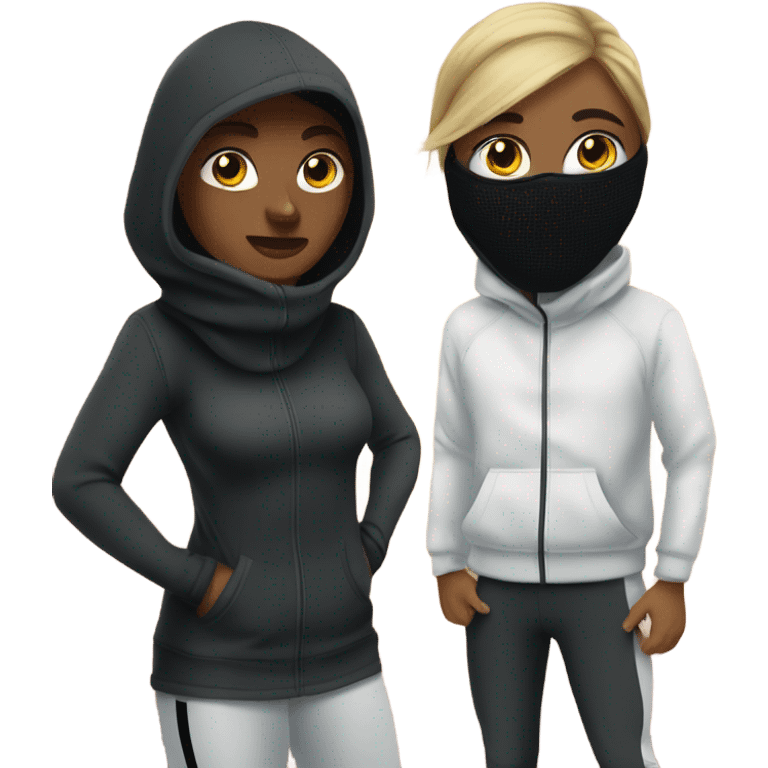 gangsta and his gf wearing balaclava and nike tech fleece emoji