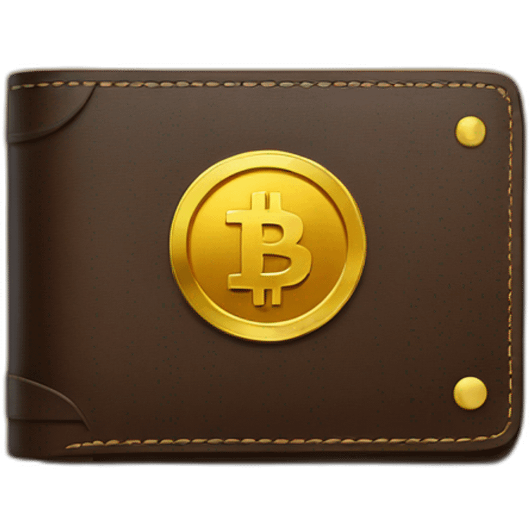 leather wallet with crypto and gold emoji