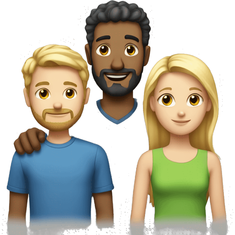 one dad with a beard with one teen boy and one teen blond girl emoji