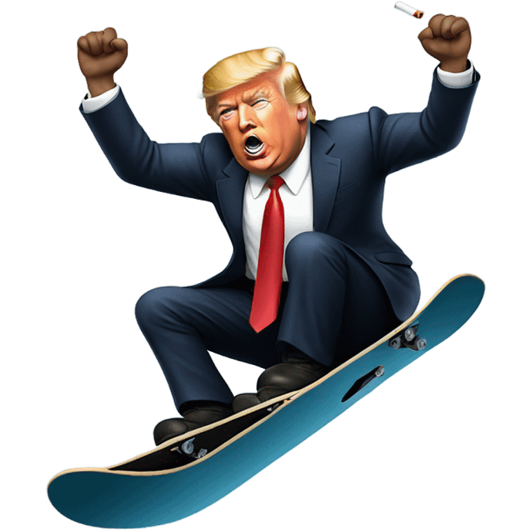 President trump snowboarding while smoking  emoji