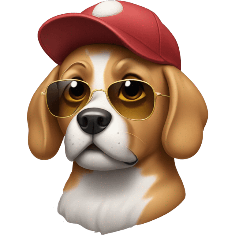 Dog with sunglasses and a baseball cap emoji