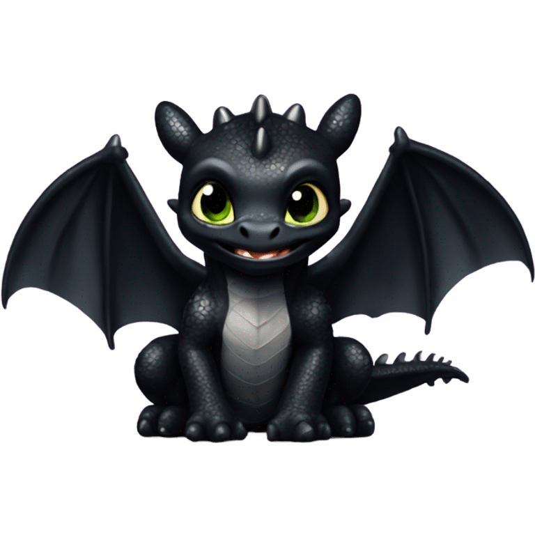 Glittery black toothless dragon baby emoji