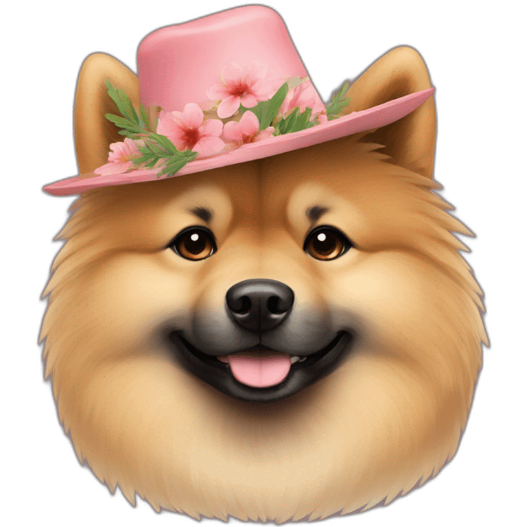 Eurasier dog with a floral hat emoji