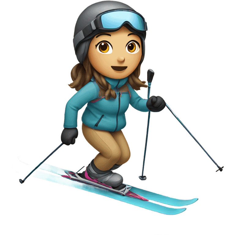 Tan Asian girl skiing emoji