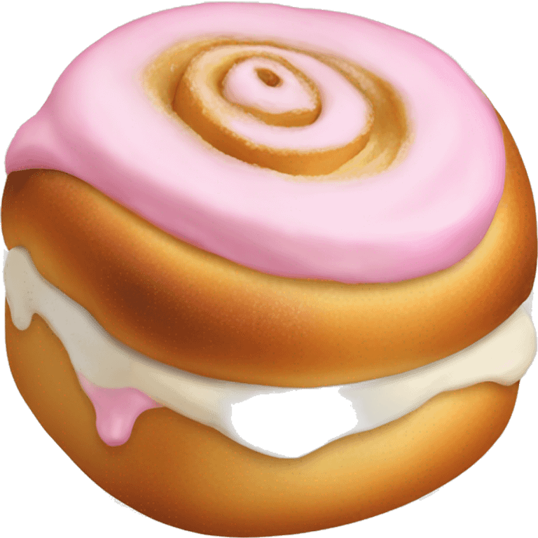 Cinammon roll with pink cream emoji