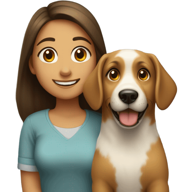 smiling girl with dog emoji