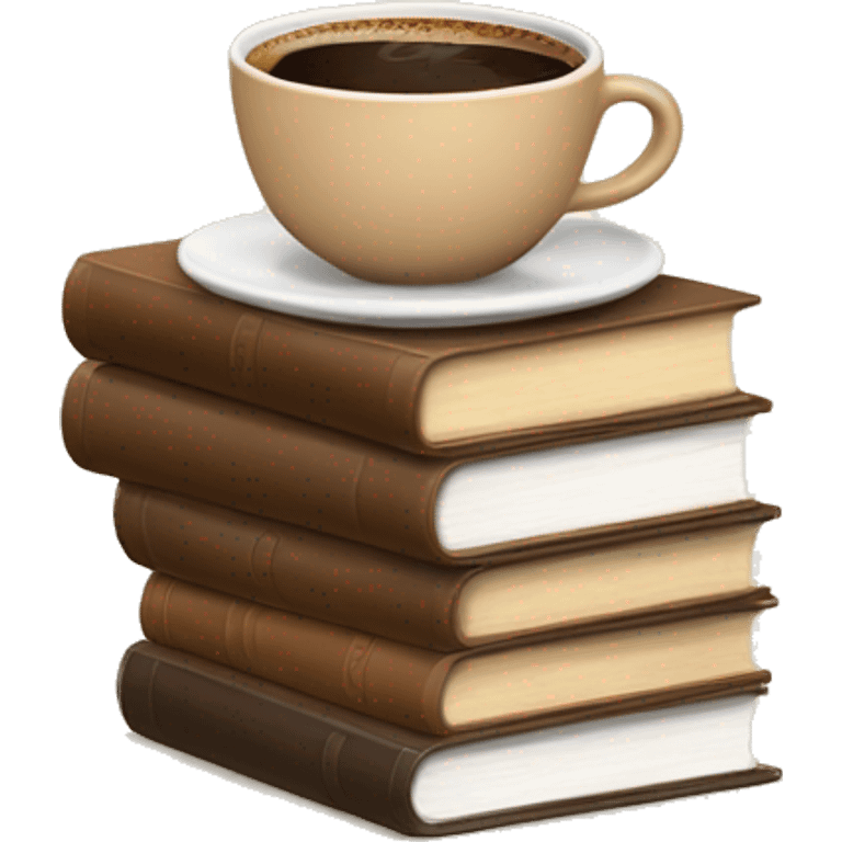 cute cup of coffee on top of a stack of brown beige books emoji