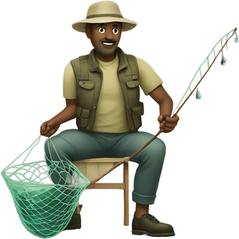 Man with fishing net  emoji