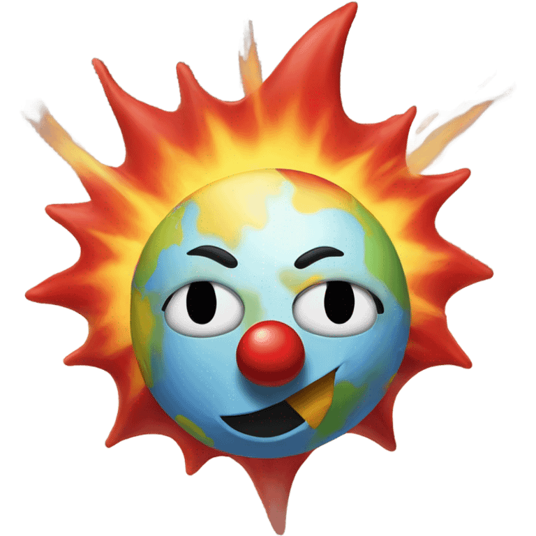 Fireball with a clown face on it flying towards earth emoji