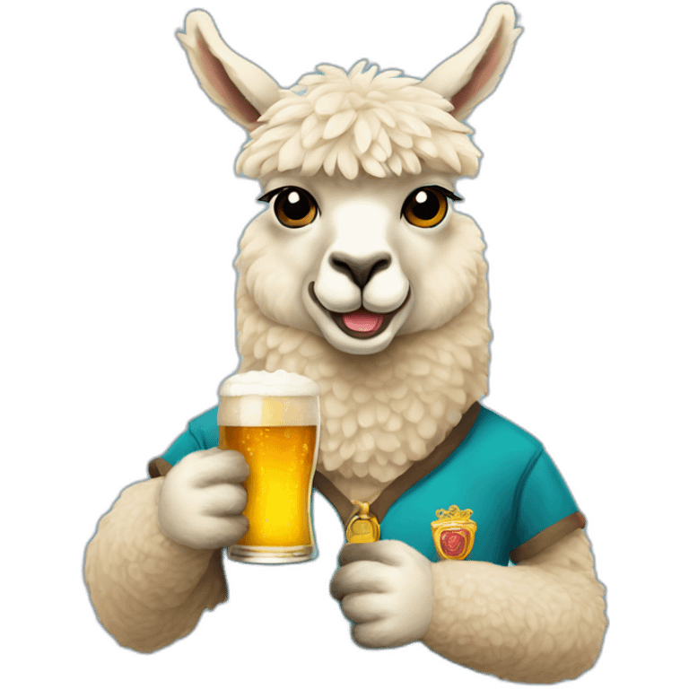 alpaca with a glass of beer in his hand emoji