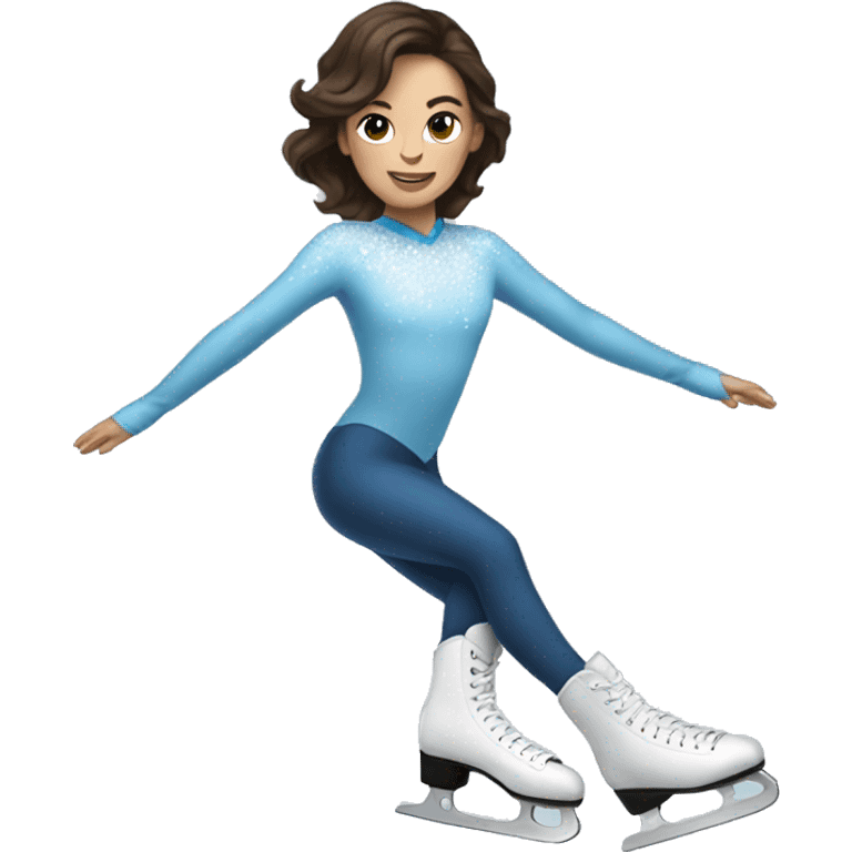 brunette ice skating double axel emoji