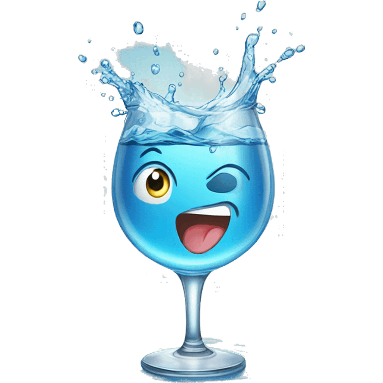 Sparkling splashing clear water in a clear glass  emoji