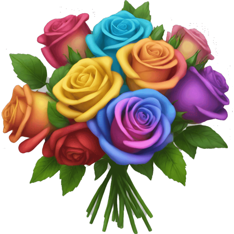 Detailed Rainbow bouquet of roses  emoji