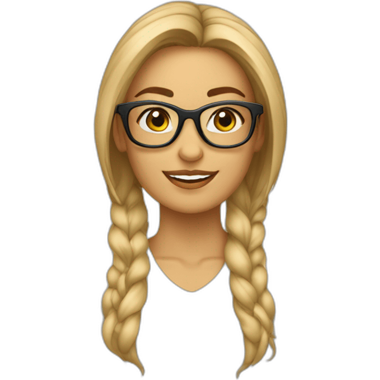 Mujer pelo castaño claro largo lacio con lentes de marco transparente emoji