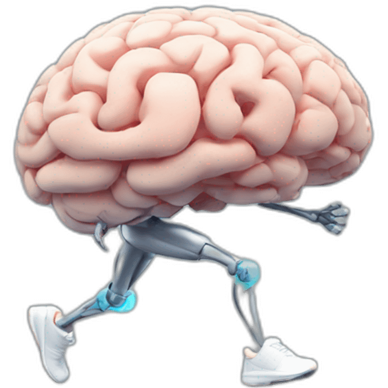 running brain ai, with legs, logo, human body emoji