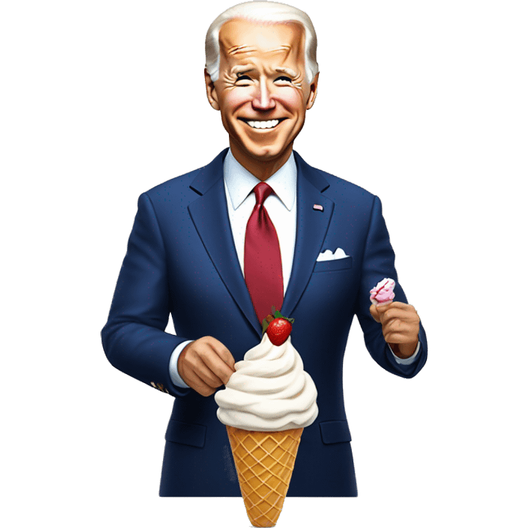 Joe Biden eat ice cream during the war emoji