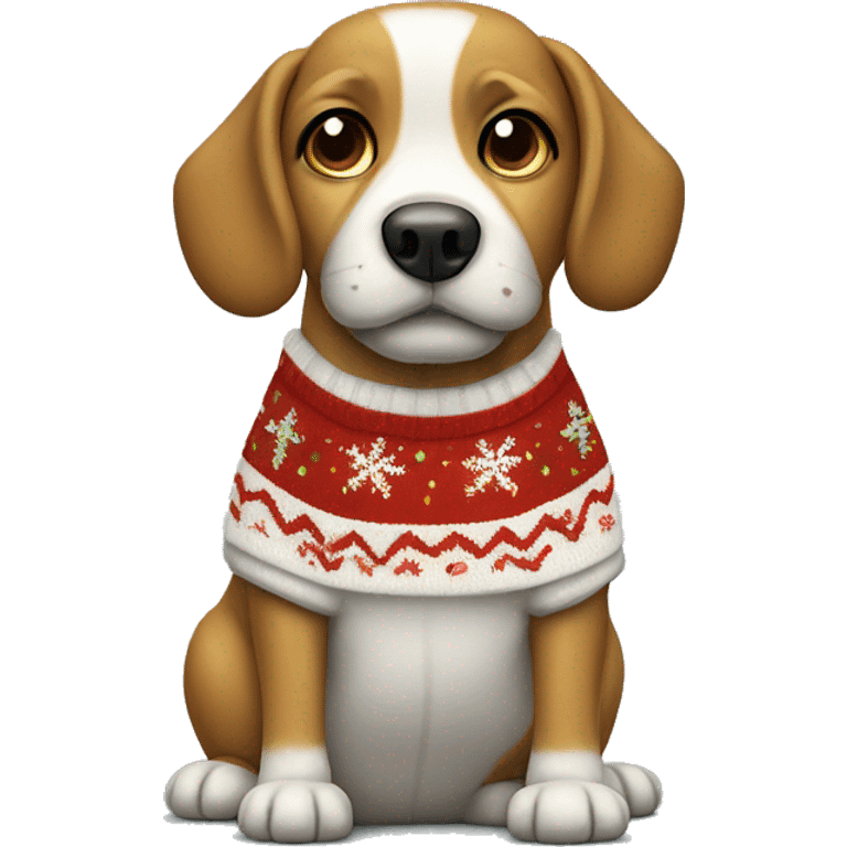 Dog wearing Christmas sweater emoji