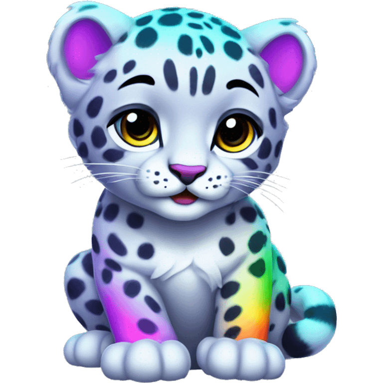 neon rainbow snow leopard cub emoji