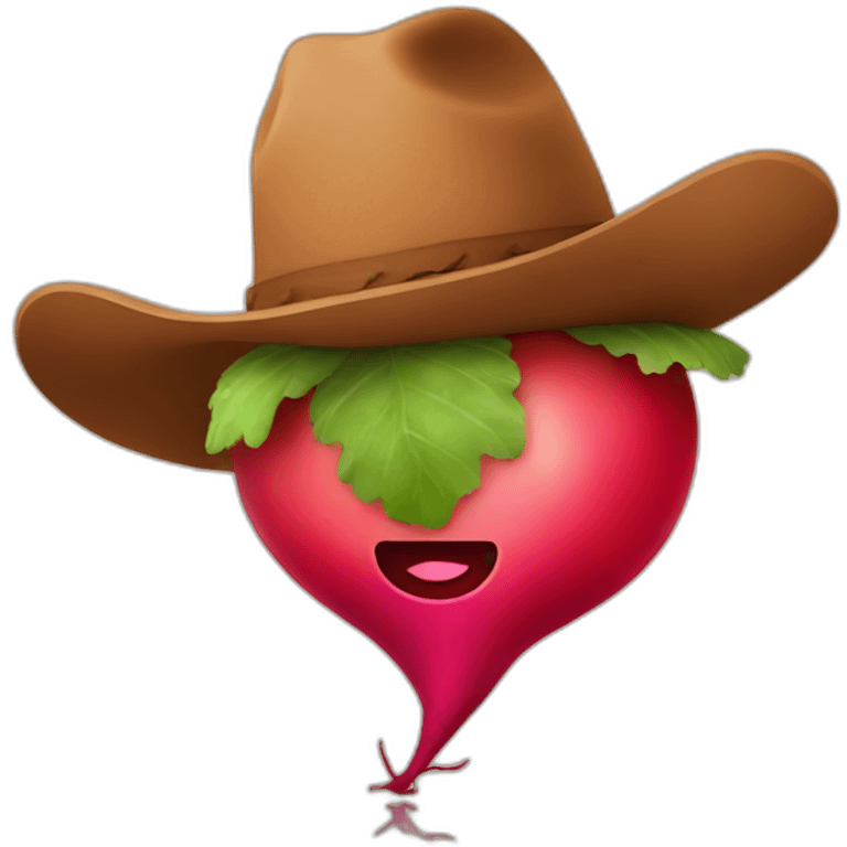 Red radish in a cowboy hat emoji