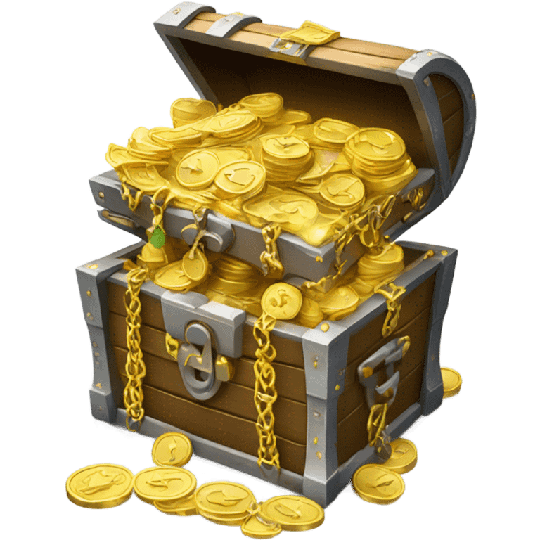 Treasure chest with many gold and money  emoji