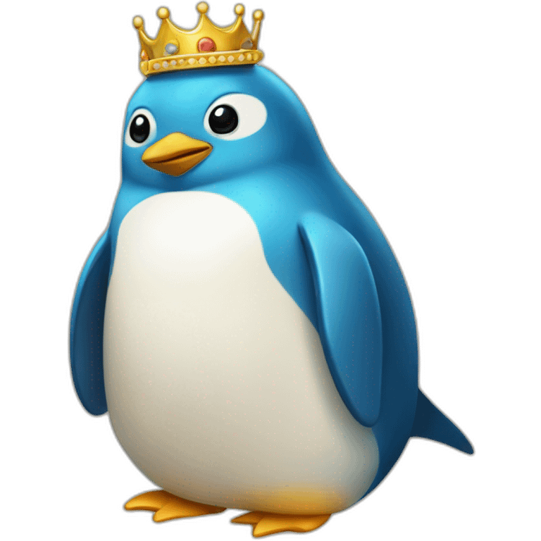 kawaï blue pudgy penguin wearing a golden crown emoji