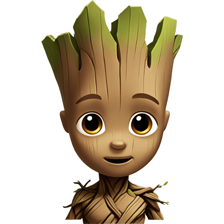 Baby groot wearing brown bow emoji