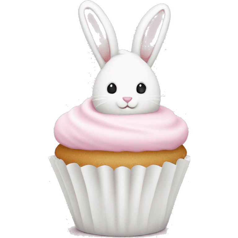 Easter white light pink cupcake bunny  emoji