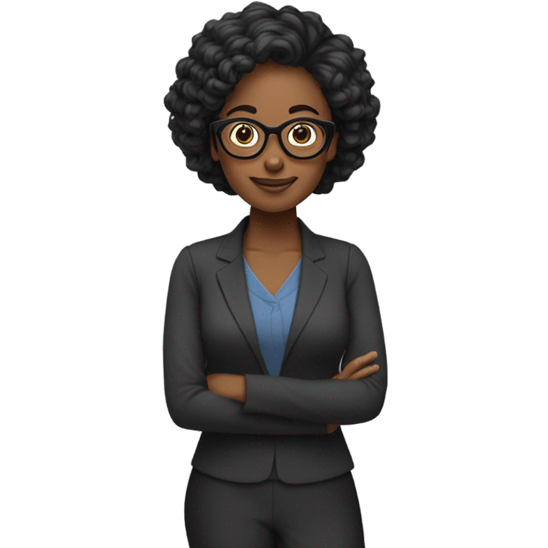 Profesora pelo negro lentes emoji