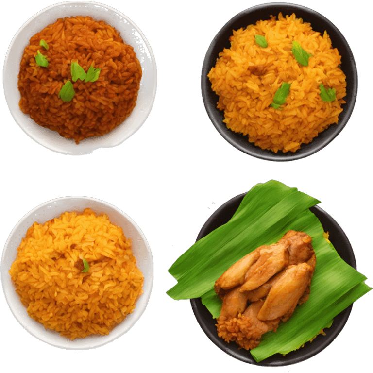 jollof rice with chicken and plantain emoji