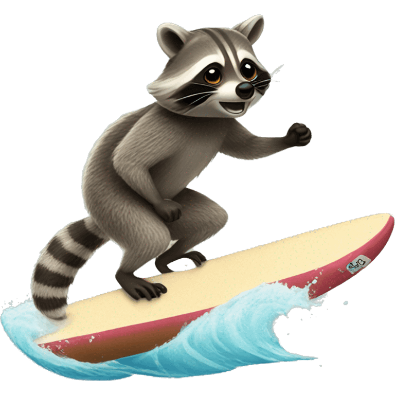 Raccoon surfing  emoji