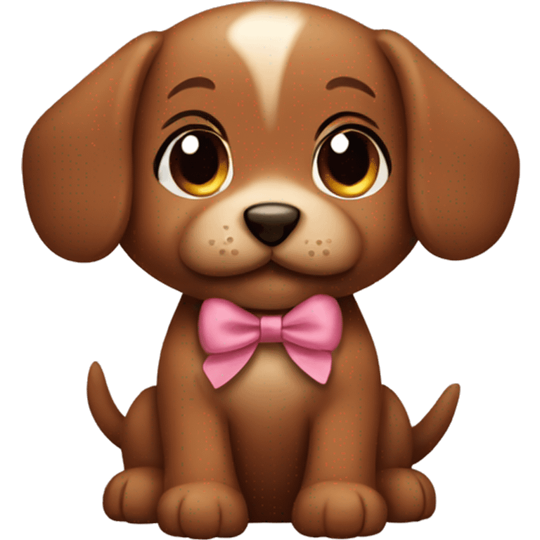 Brown puppy with a cute bow emoji