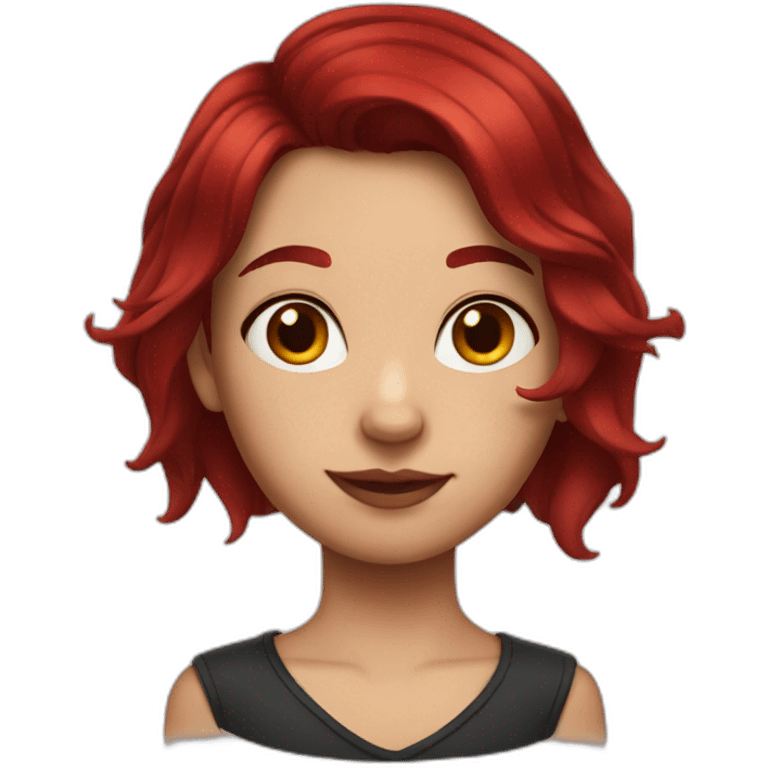 girl with dark red hair and shoulder tattoo emoji