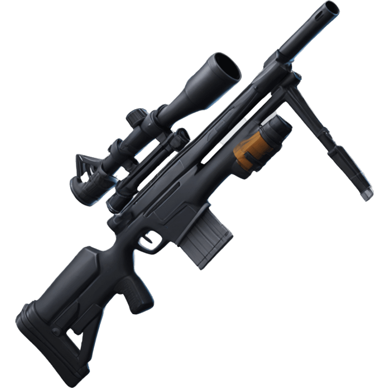 Omega Fortnite skin using sniper rifle with the headshot hit marker emoji