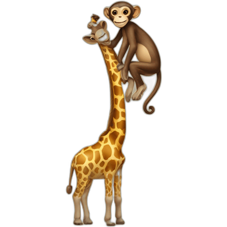 Monkey on a giraffe emoji