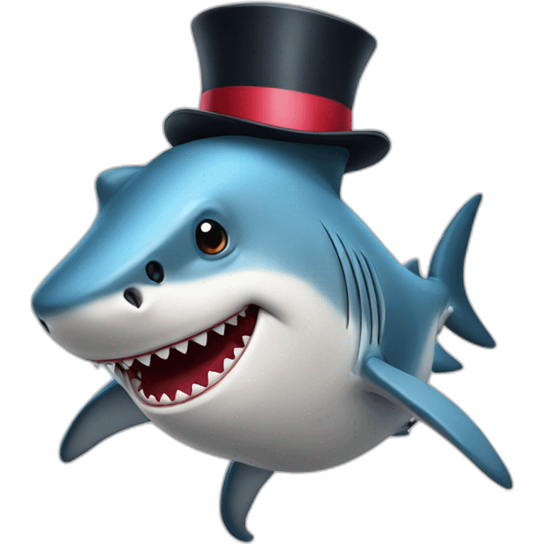 Shark with a top hat emoji