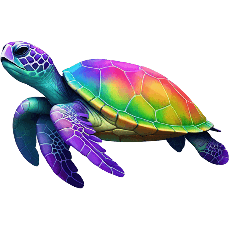 neon rainbow sea turtle emoji