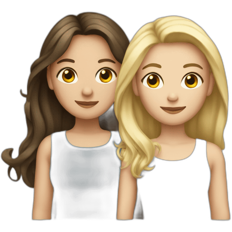 Une fille brunette et une blonde emoji