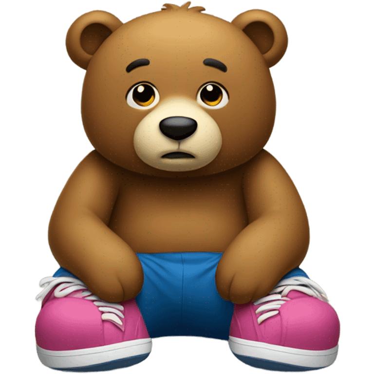 Sad bear wearing shoes emoji