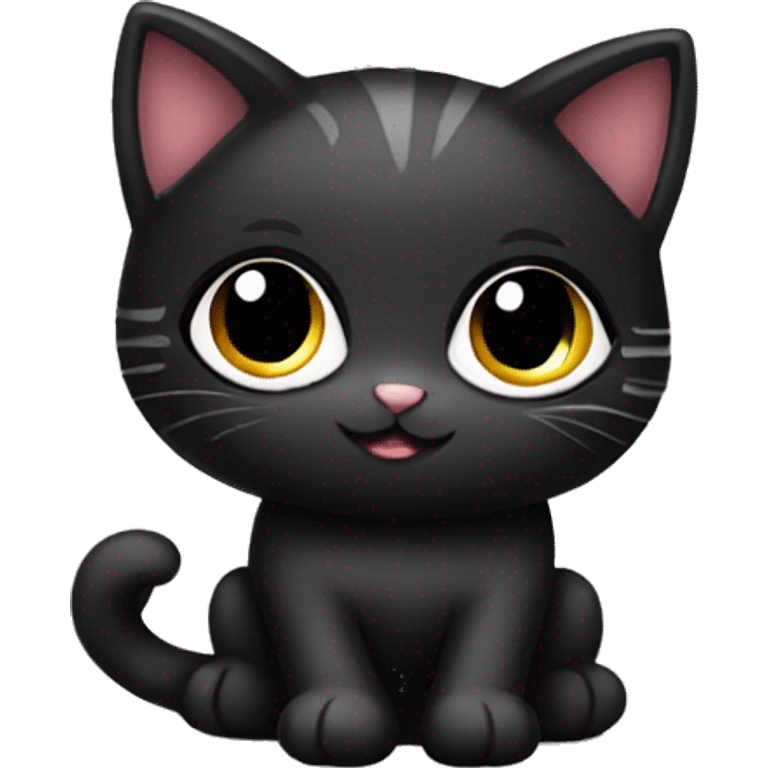 Pretty, cute black Kitty with eyelashes and heart necklace  emoji