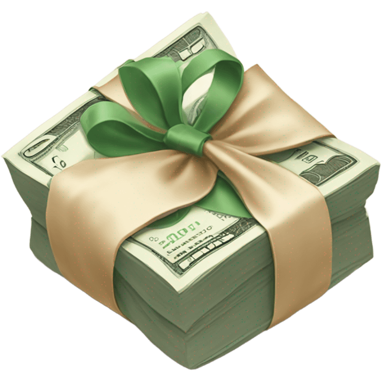 a bundle of money tied with a beige bow emoji