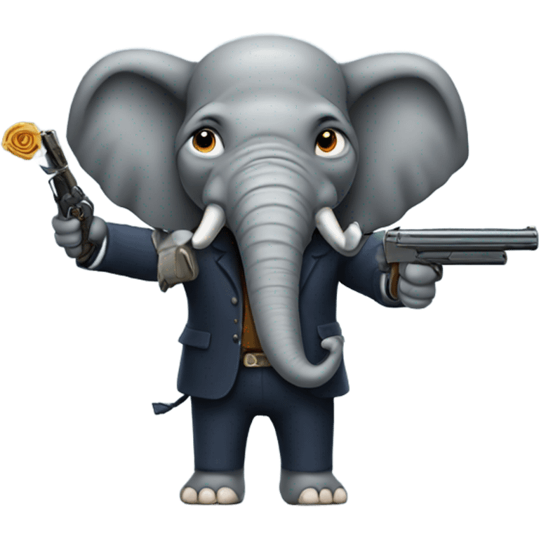 elephant with shortgun emoji