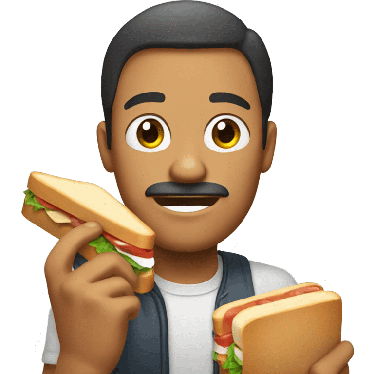 Dude sticking fingers into a sandwich emoji