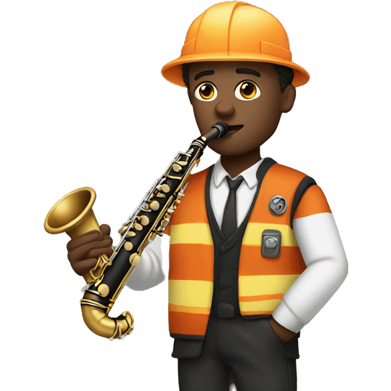 Clarinet player with fire vest emoji