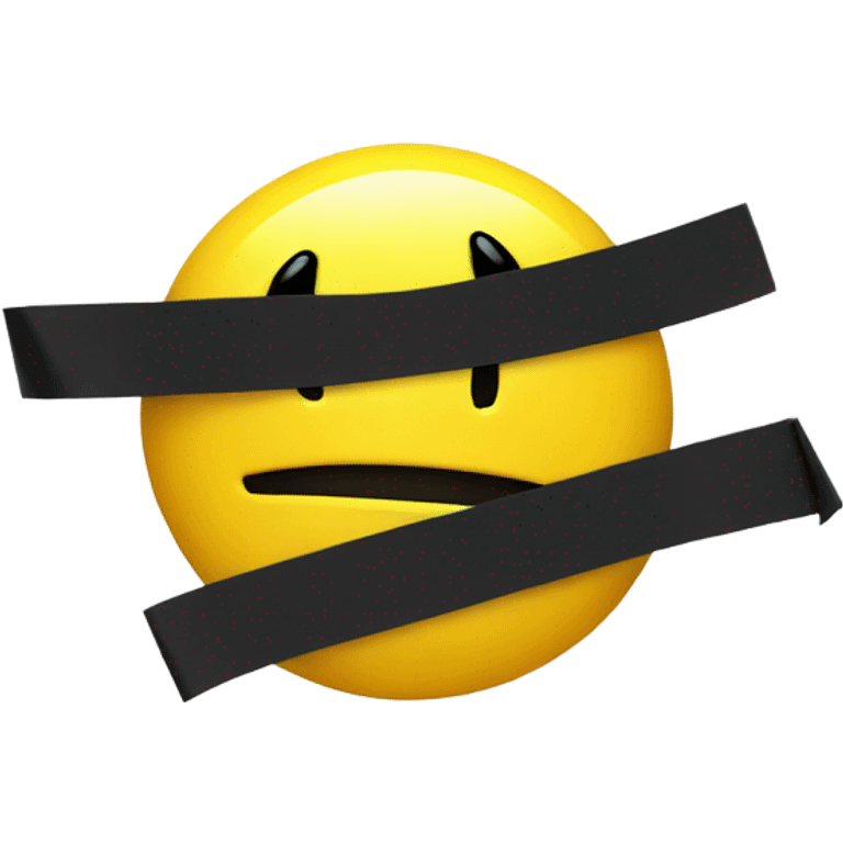 Yellow Smiley face with black tape over mouth emoji