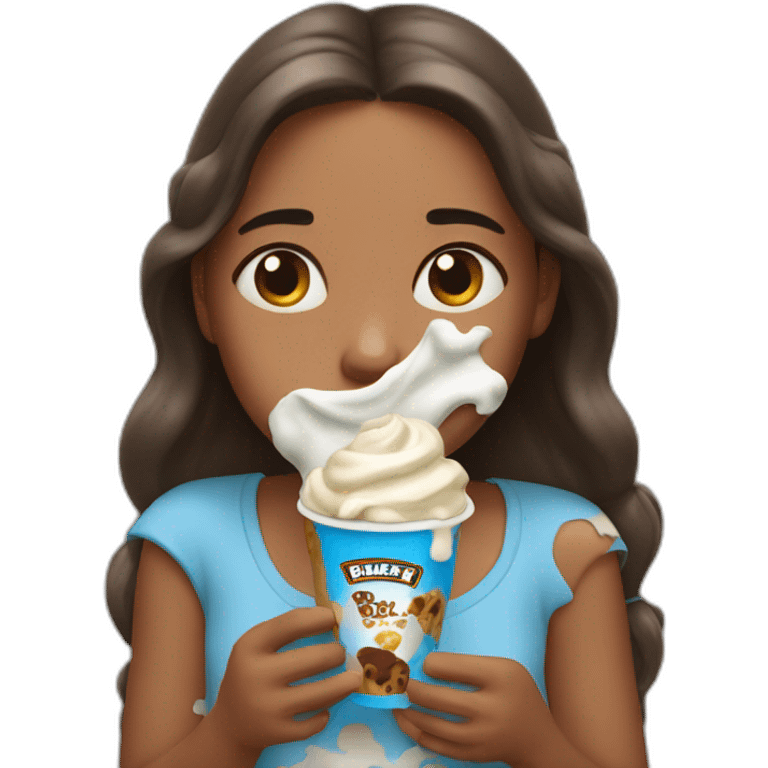 Girl crying with ben and Jerry in a hands  emoji