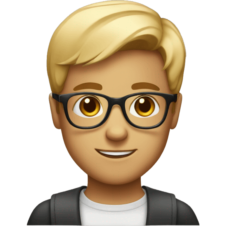 Smart boy with glasses skin coffee  emoji