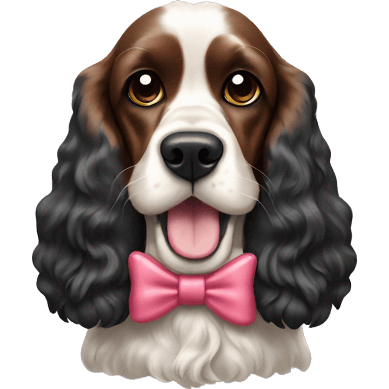 English cocker spaniel with bow emoji